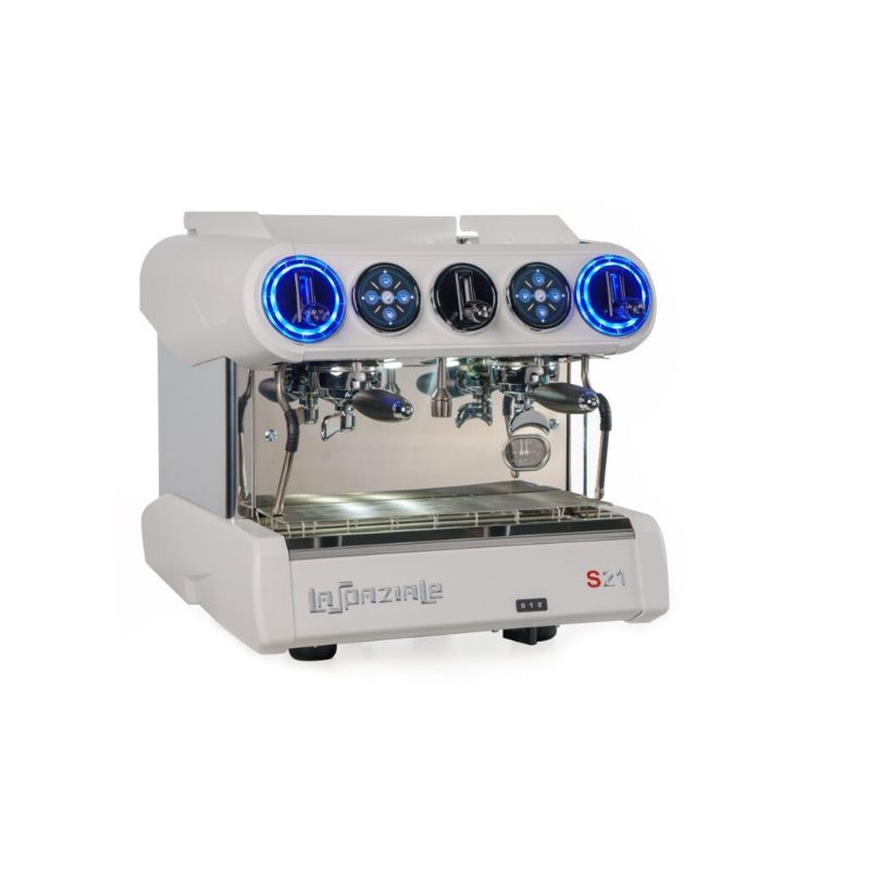 Front of La Spaziale S21 Spazio espresso machine on white background