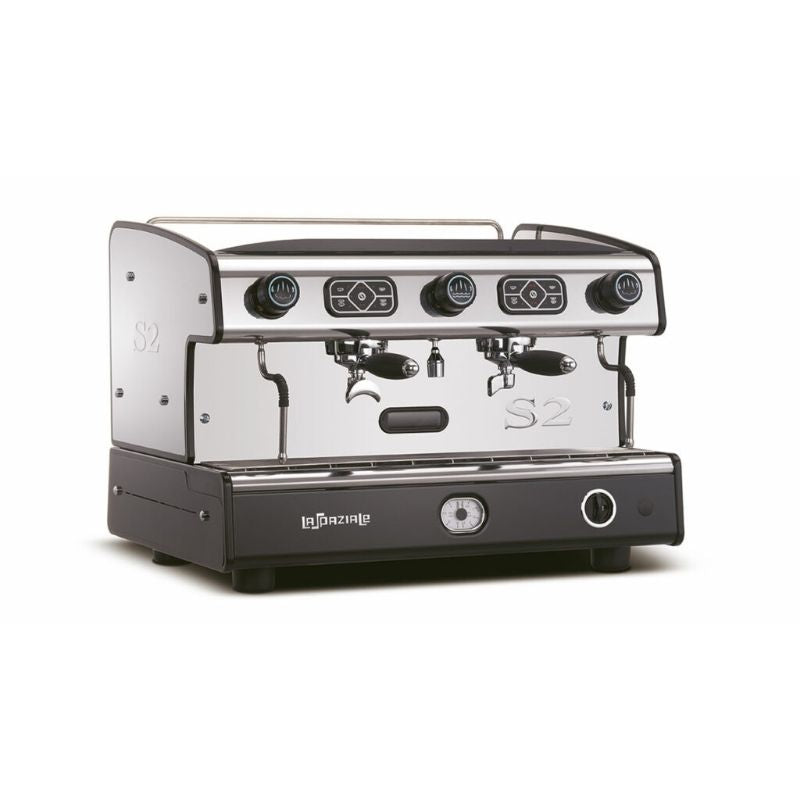 Front of La Spaziale S2 espresso machine on white background