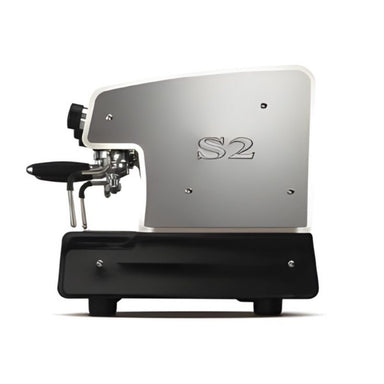 Side of La Spaziale S2 Spazio espresso machine on white background