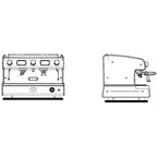 Technical drawing of the La Spaziale S2 espresso machine on white background